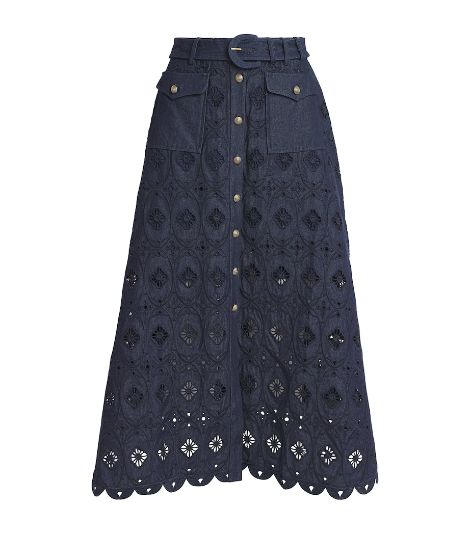 Denim Embroidered Kali Midi Skirt 859/887-INDG/BRIOLET Image 1