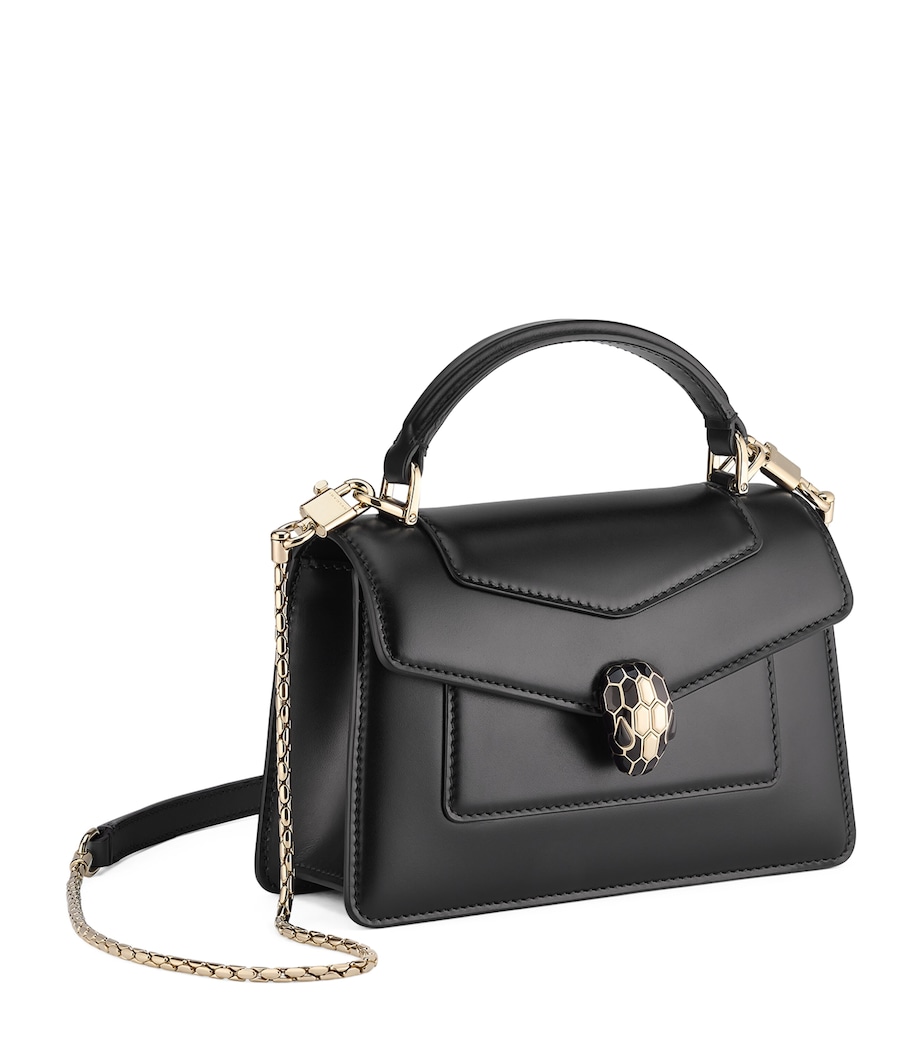 Mini Leather Serpenti Forever Top-Handle Bag BLACK Image 1