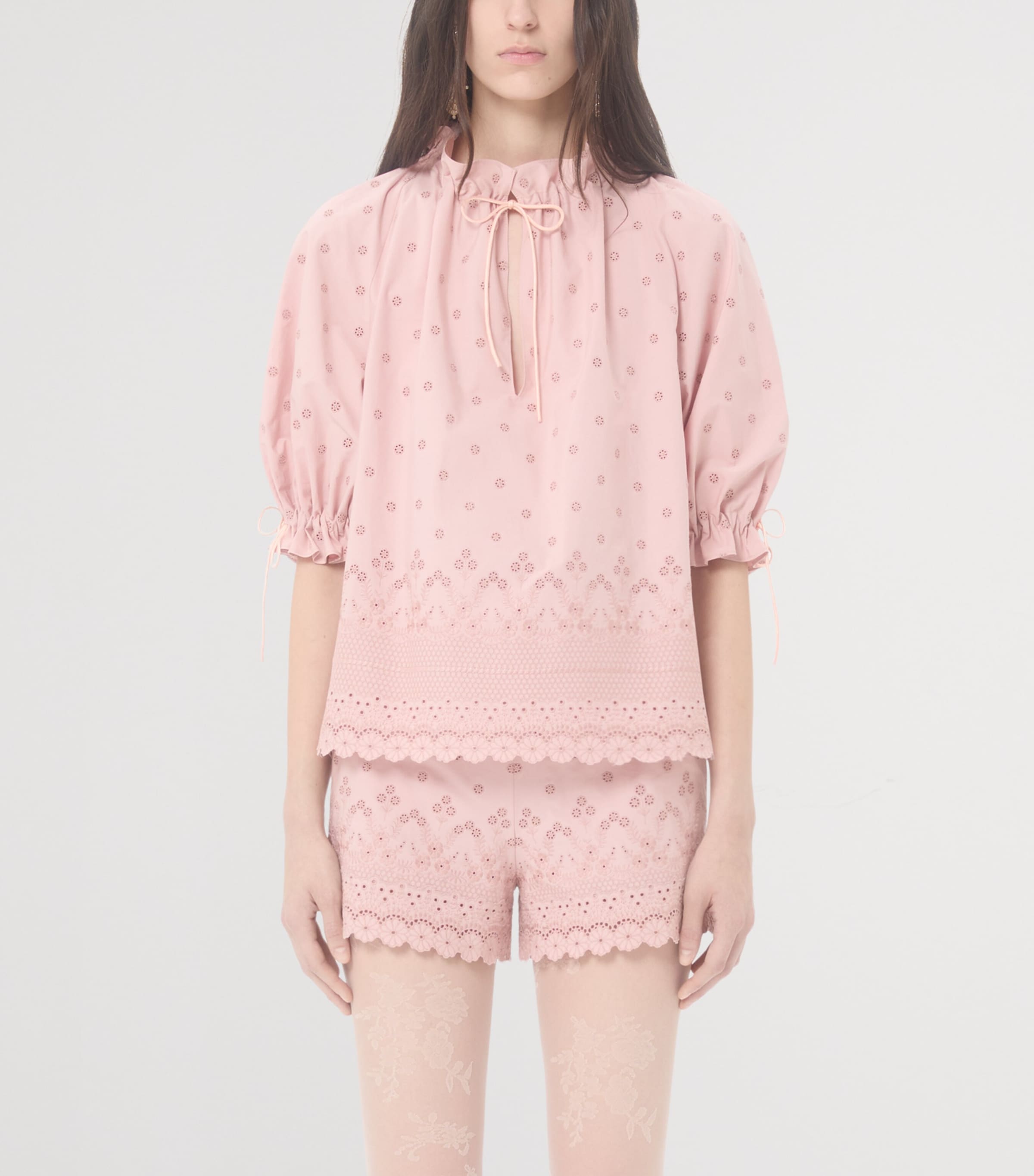 Valentino Womens Cotton Ruffled Blouse Image 2