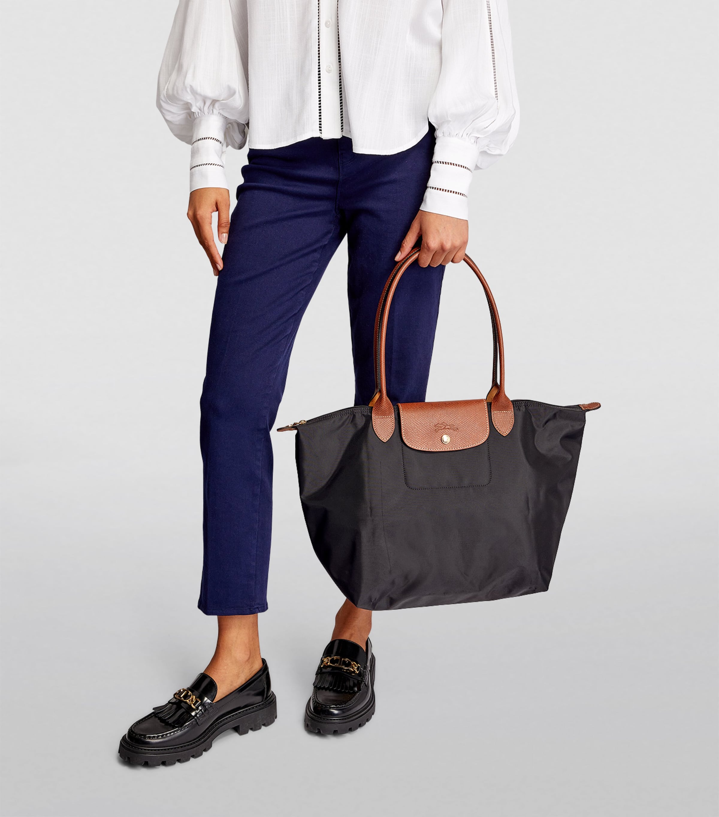 Black longchamp tote sale