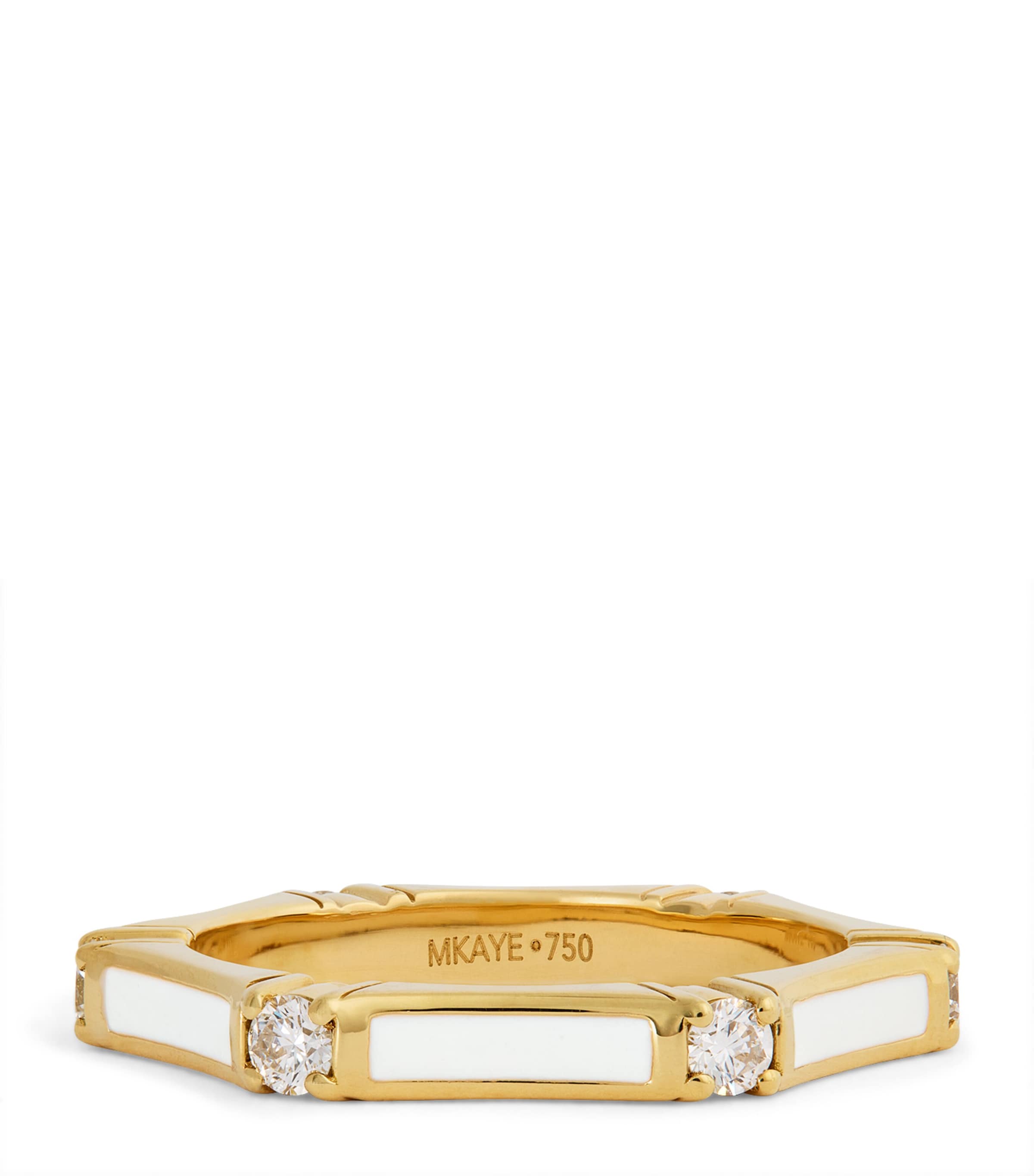 Melissa Kaye Yellow Gold, Diamond And Enamel Honey Station Ring In Gold