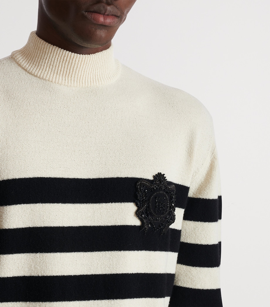 Wool-Cashmere Stripe Mariniere Sweater GKP NATUREL/NOIR Image 6