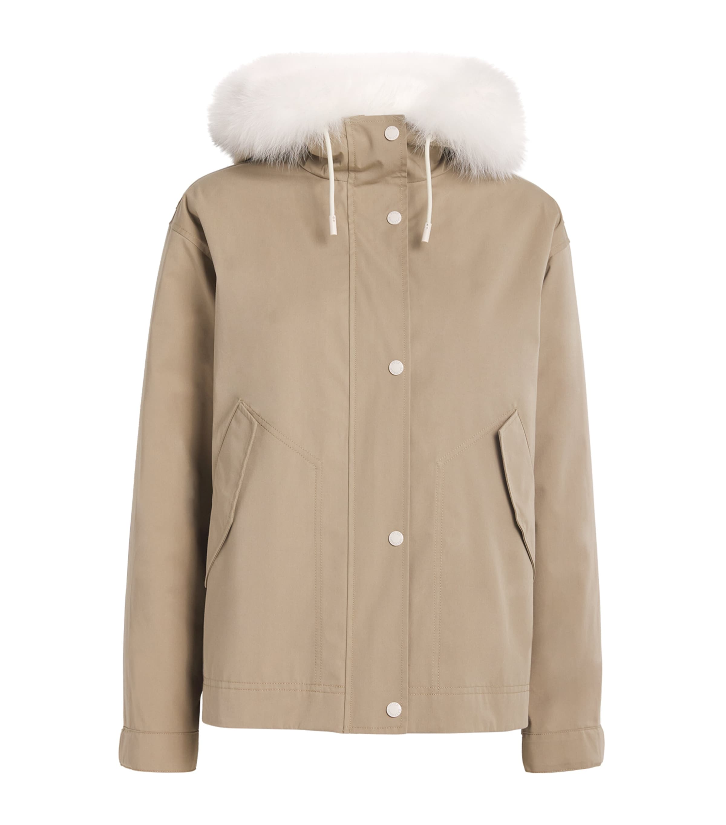 Yves Salomon Waterproof Fur-trim Parka Coat In Brown