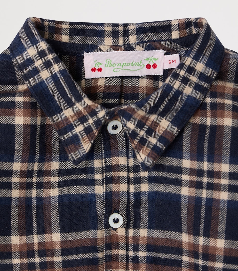Bonpoint Cotton Check Print Shirt (6-12 Months) Carreaux Marine Image 3