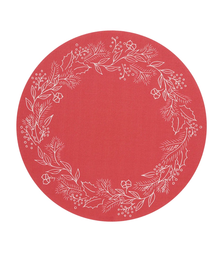 x Martha Stewart Wreath Round Placemat CRIMSON Image 1