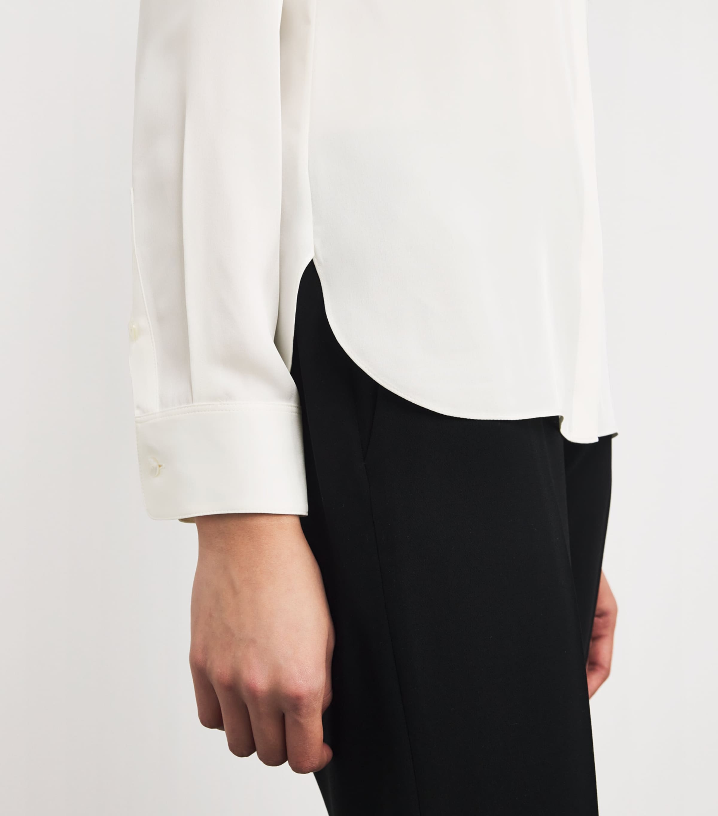 Silk Georgette Fitted Shirt IVORY - C05 Image 6