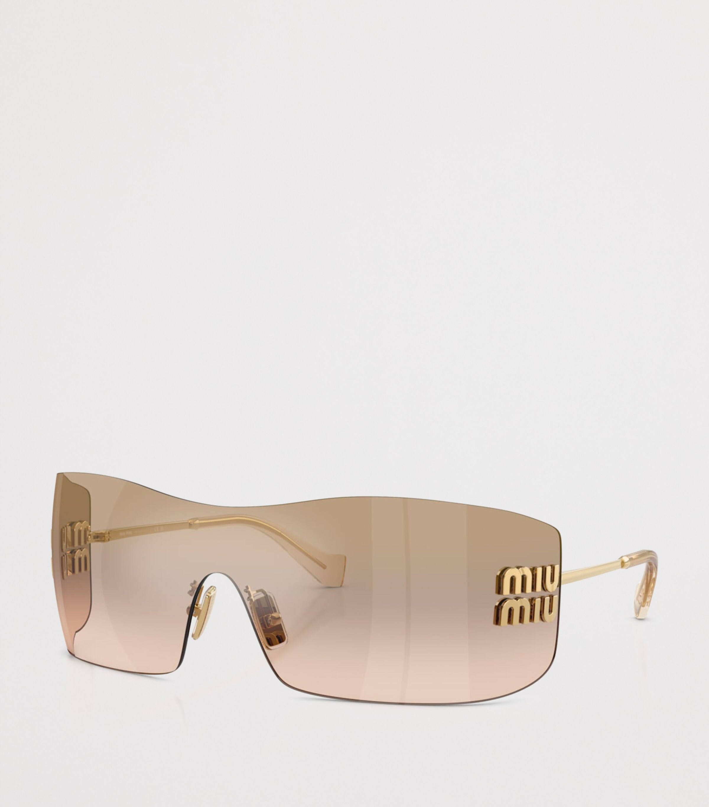 Miu Miu Rimless Shield Sunglasses Gold Image 2
