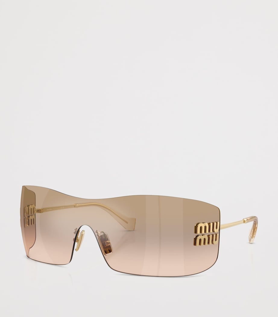 Miu Miu Rimless Shield Sunglasses Gold Image 2