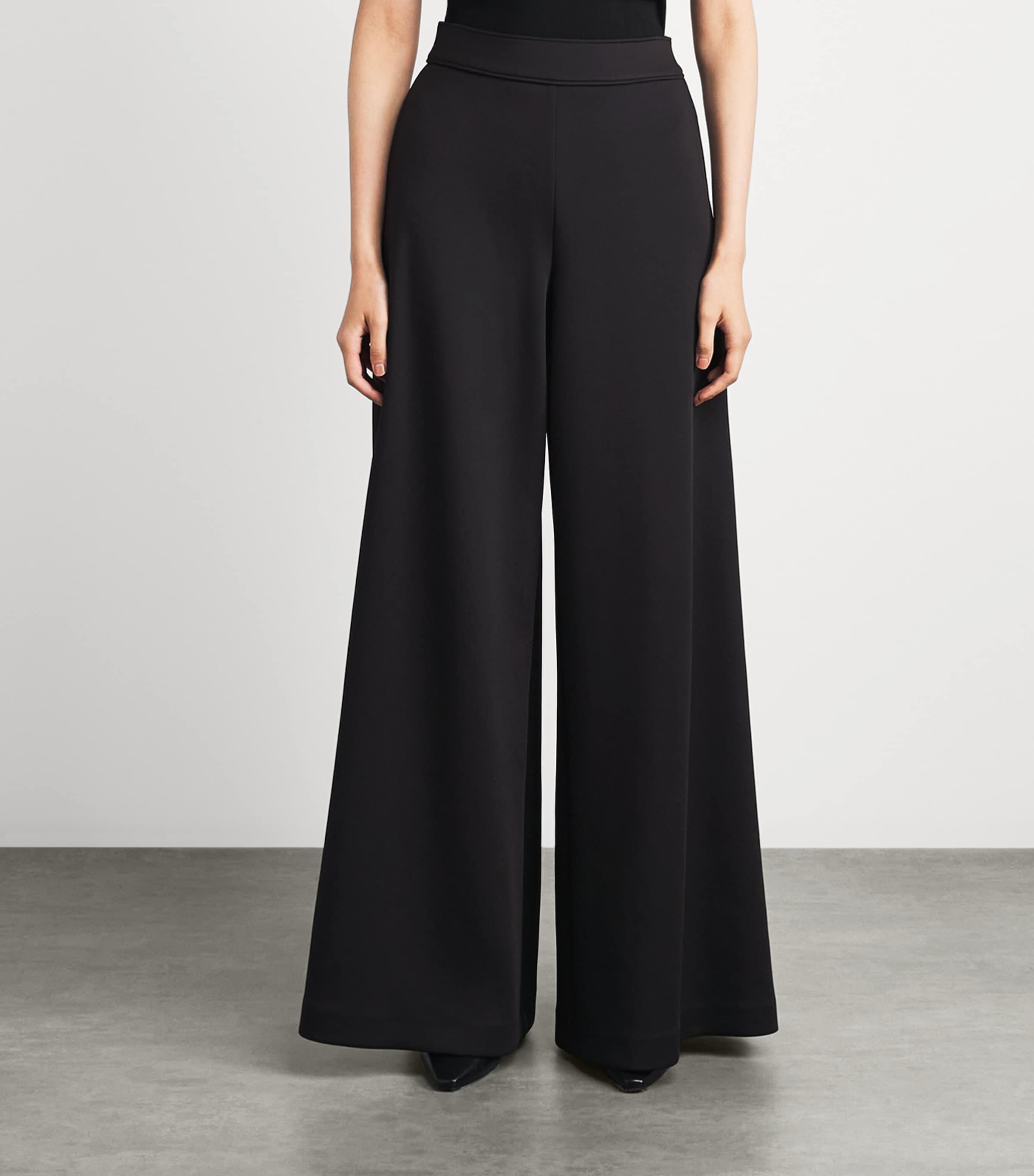 MM Womens Jersey Wide-Leg Trousers Black Image 4