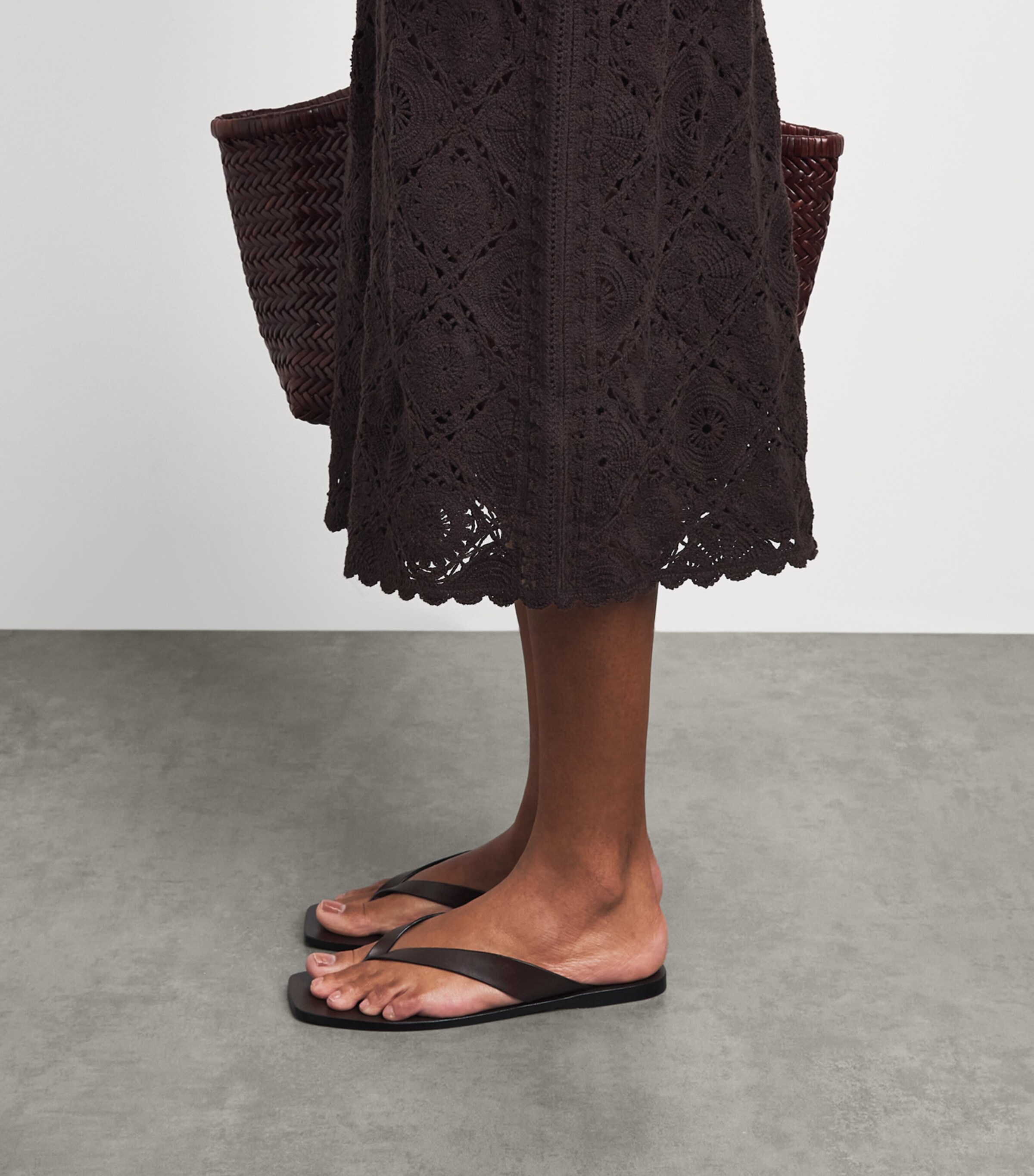 ME+EM Womens Framed Crochet Maxi Dress Cocoa Brown Image 5