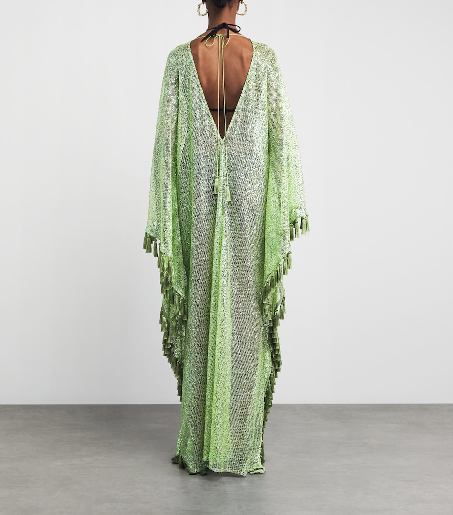 Taller Marmo Womens Sequin Absolutely OOO Kaftan Acid Green Image 4
