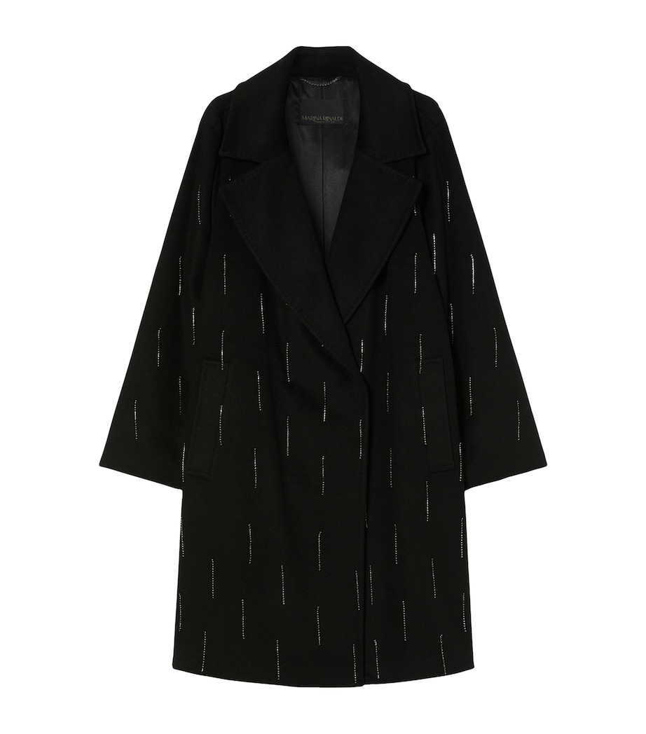 Virgin Wool Embellished Coat BLACK Image 1
