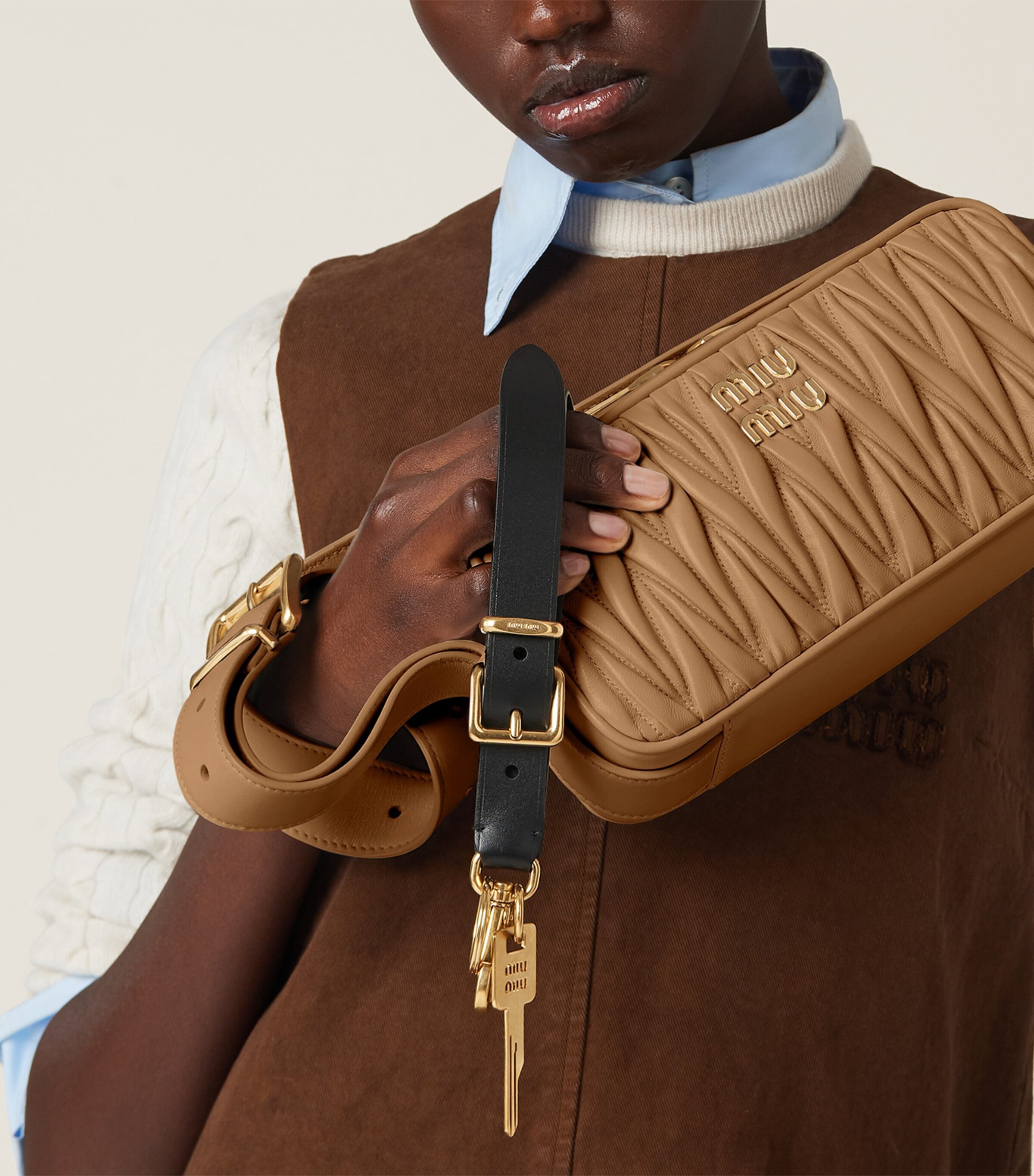 Miu Miu Leather Buckle Keyring Image 2