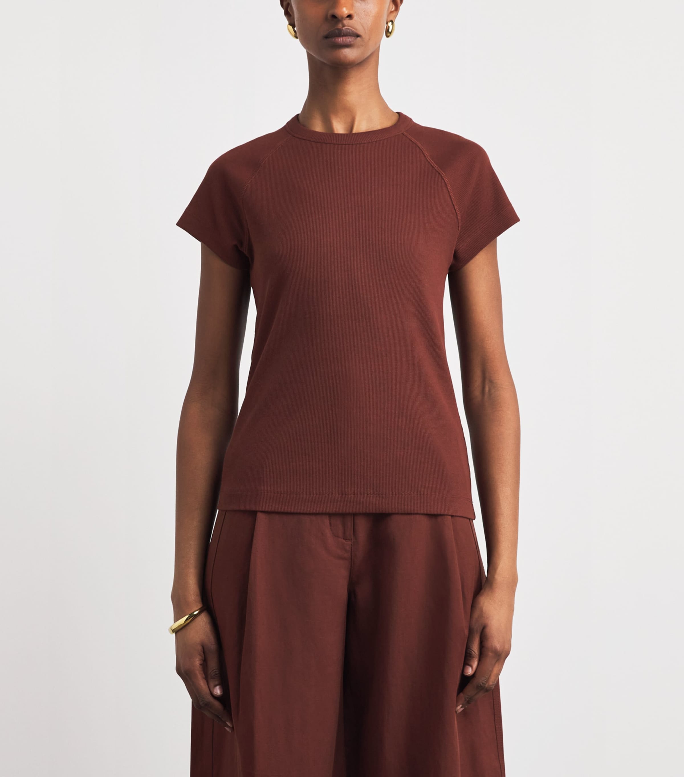 ME+EM Womens Slim Ultimate Raglan T-Shirt Cinnamon Brown Image 4