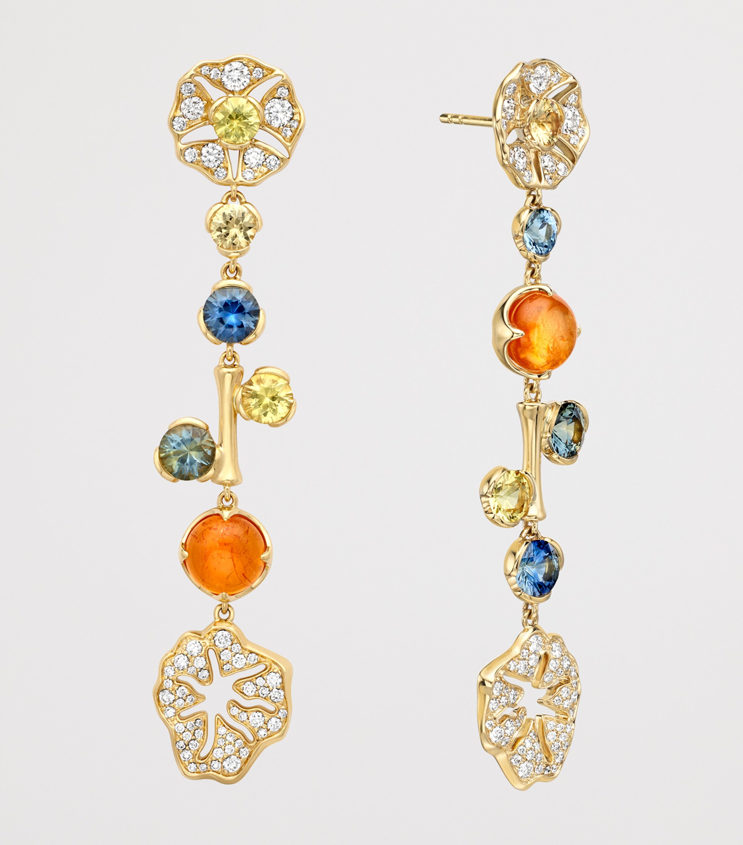 Boodles Yellow Gold, Diamond, Sapphire and Garnet The Palace Collection Queen Charlotte’s Cottage Earrings Gold Image 3