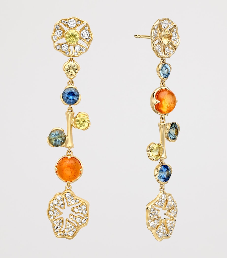 Boodles Yellow Gold, Diamond, Sapphire and Garnet The Palace Collection Queen Charlotte’s Cottage Earrings Gold Image 3