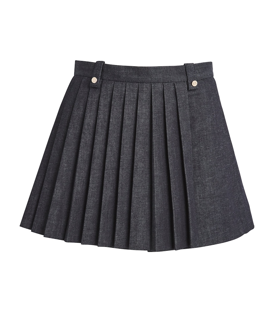 Denim Pleated Skort BLACK Image 1