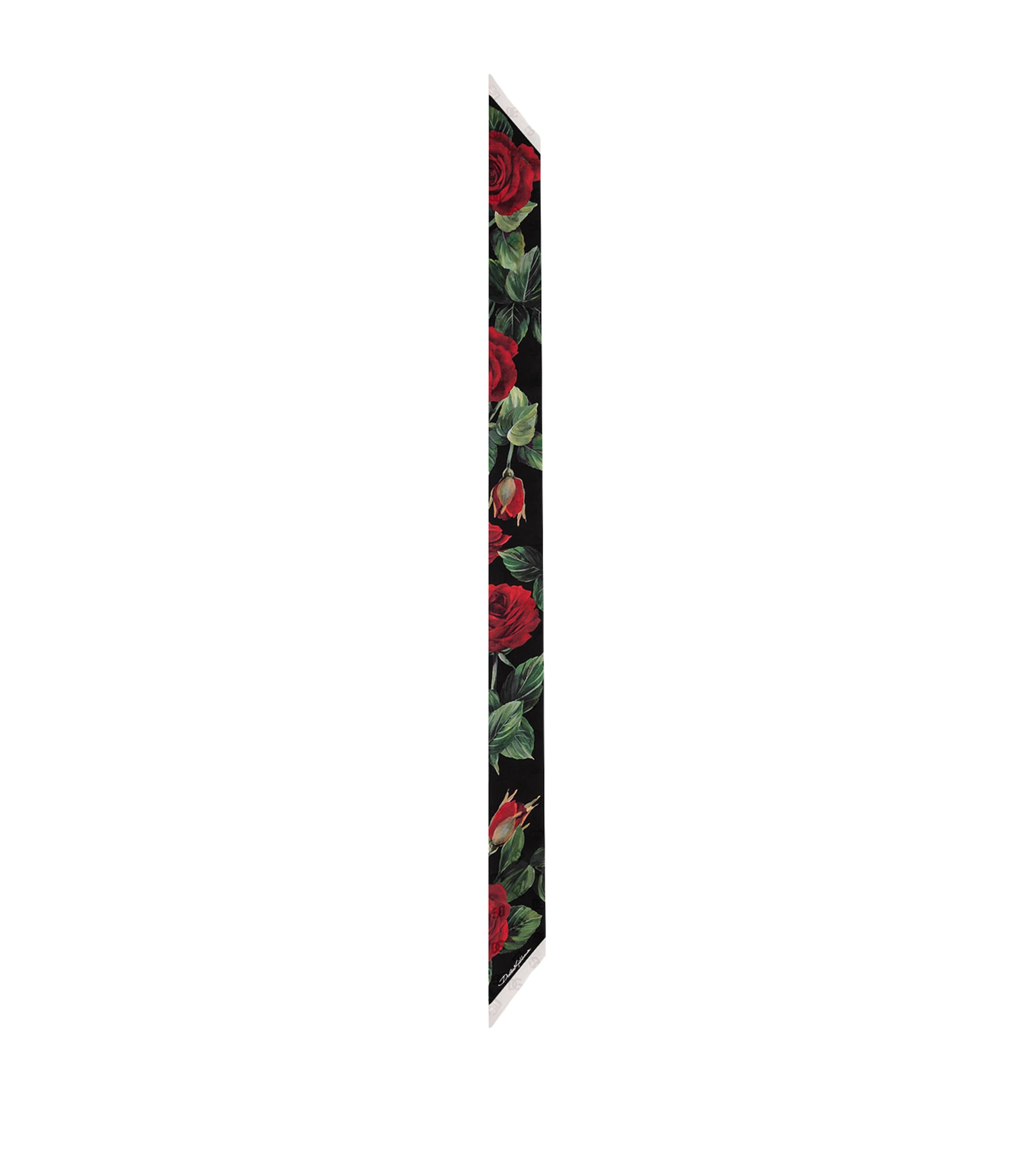 Dolce & Gabbana Headscarf With Log And Rose (6x100) In Multicolor