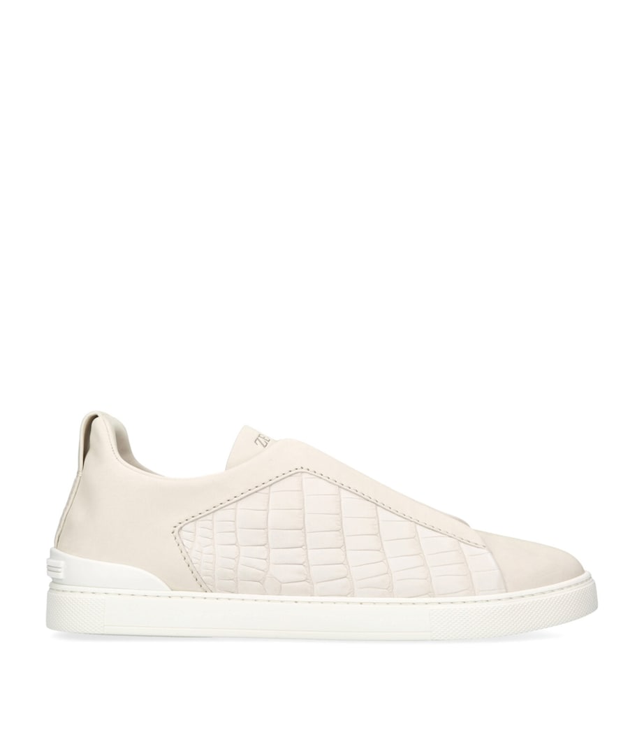Zegna Crocodile Leather Triple Stitch SECONDSKIN Sneakers White Image 1