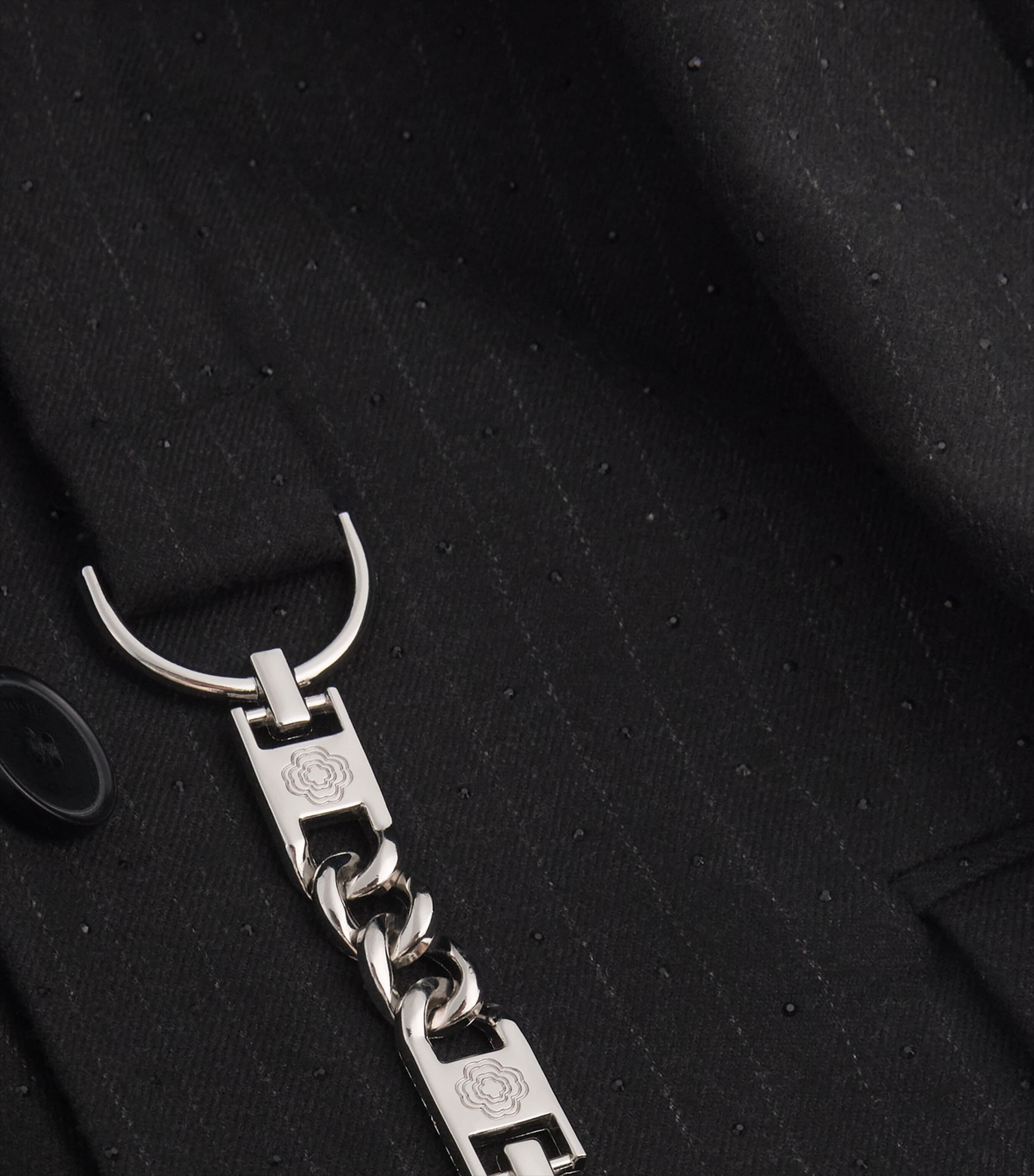 Rhinestone-Embellished Striped Suit Jacket BLACK Image 5