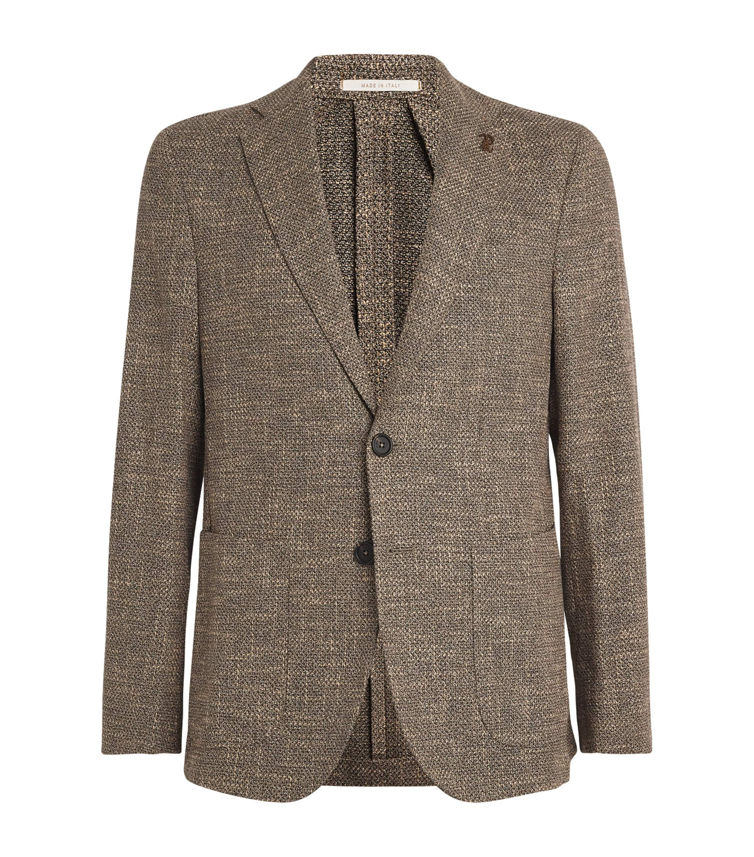 Shop Pal Zileri Cotton-blend Slubbed Blazer In Brown