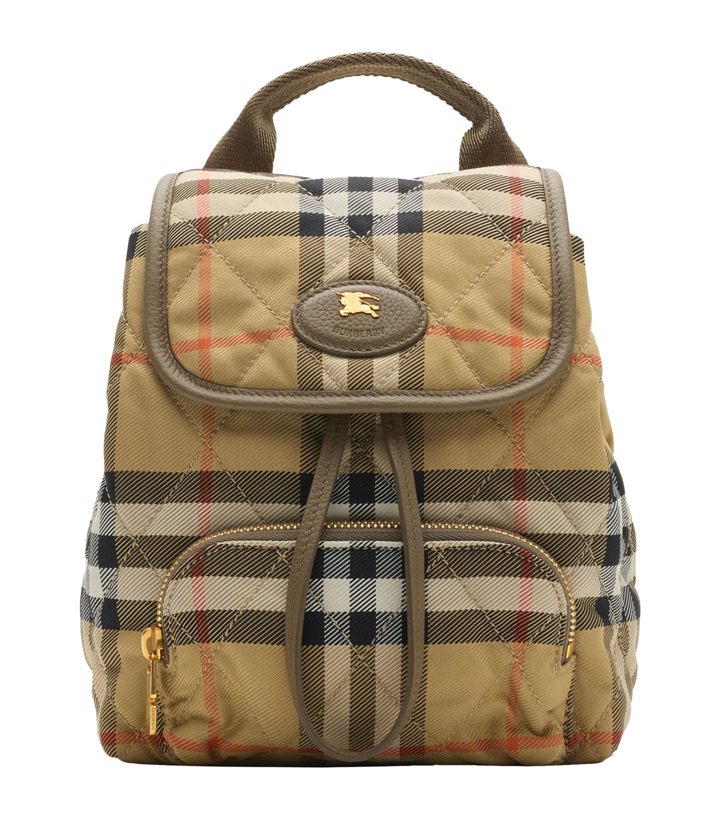 Burberry Mini Check Horseshoe Backpack In Sand