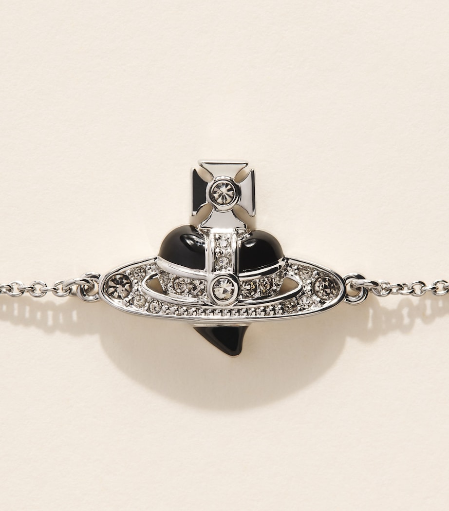 Vivienne Westwood New Diamante Heart Bracelet Plat/blk Dmn Cr Image 3