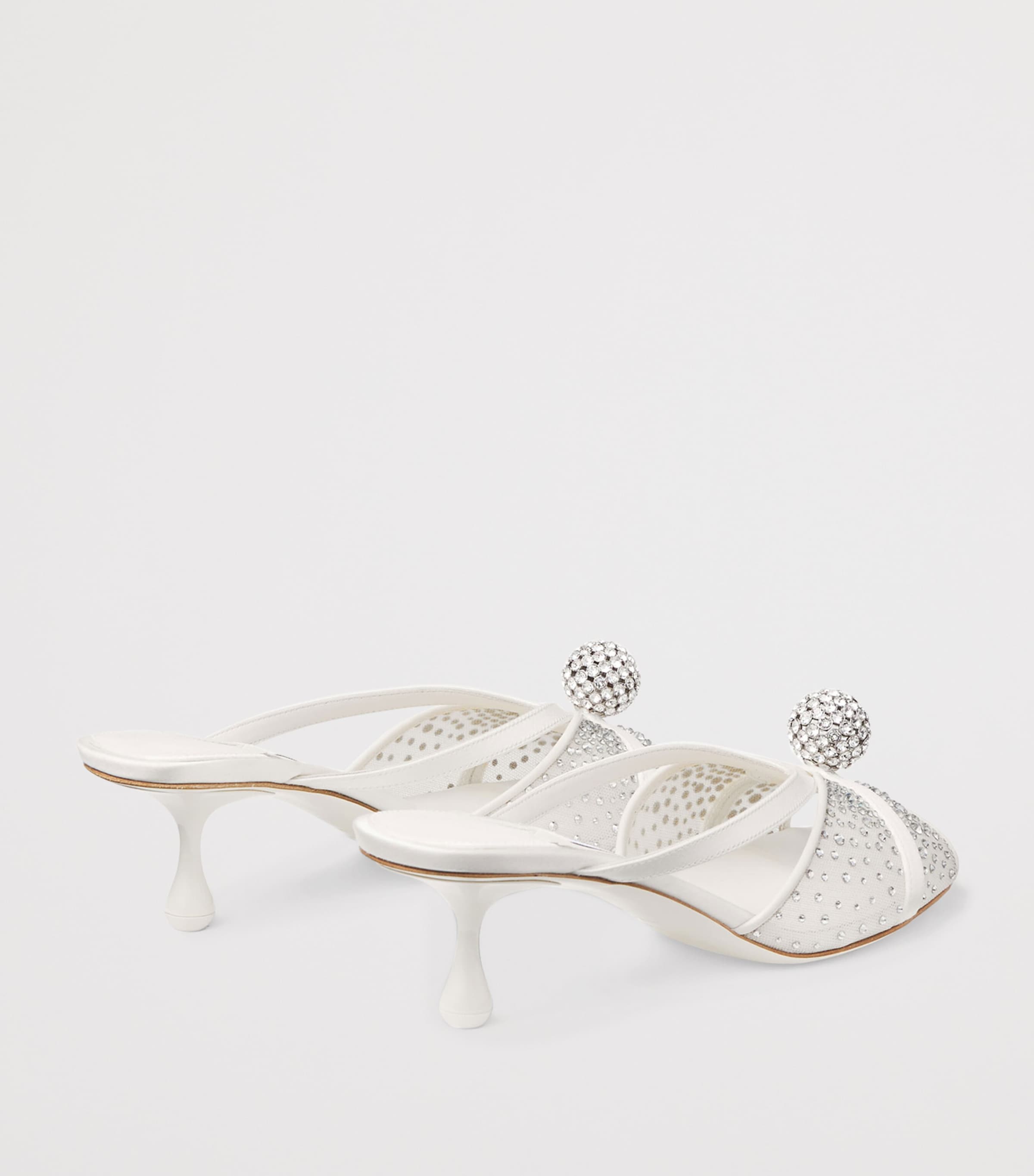 Siva 50 Embellished Heeled Mules IVORY MIX Image 4