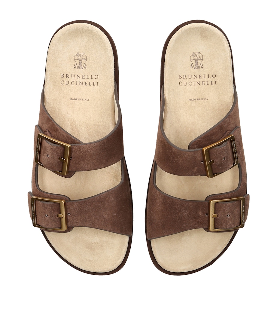 Brunello Cucinelli Suede Buckle-Detail Sandals Dark Brown Image 4