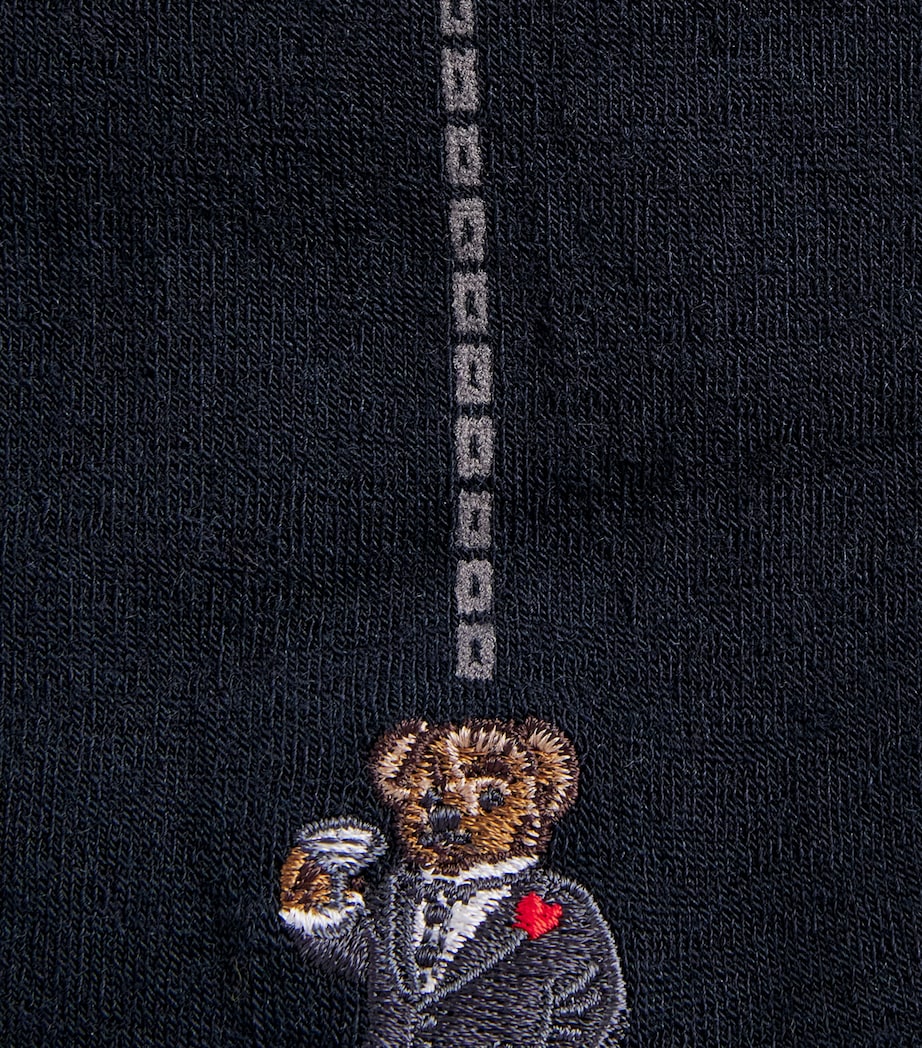 Polo Ralph Lauren Mens Wool-Blend Polo Bear Socks Black Image 2