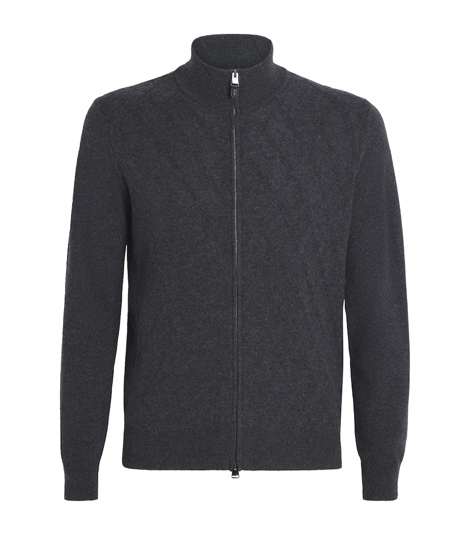 Wool-Cashmere Jacquard Zip-Up Cardigan 111 Image 1