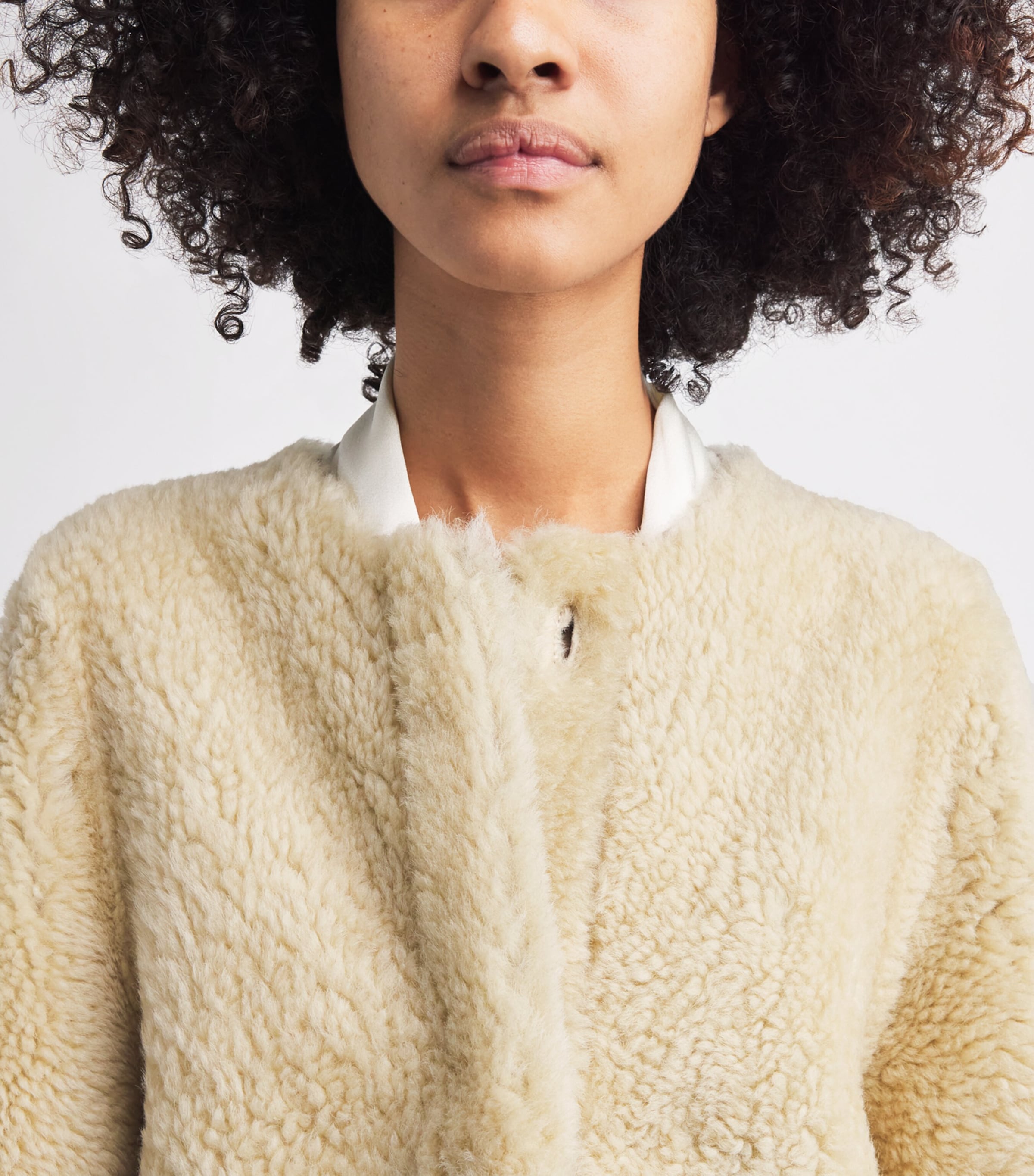 Stylein Womens Shearling-Leather Reversible Veda Coat Cream Image 3
