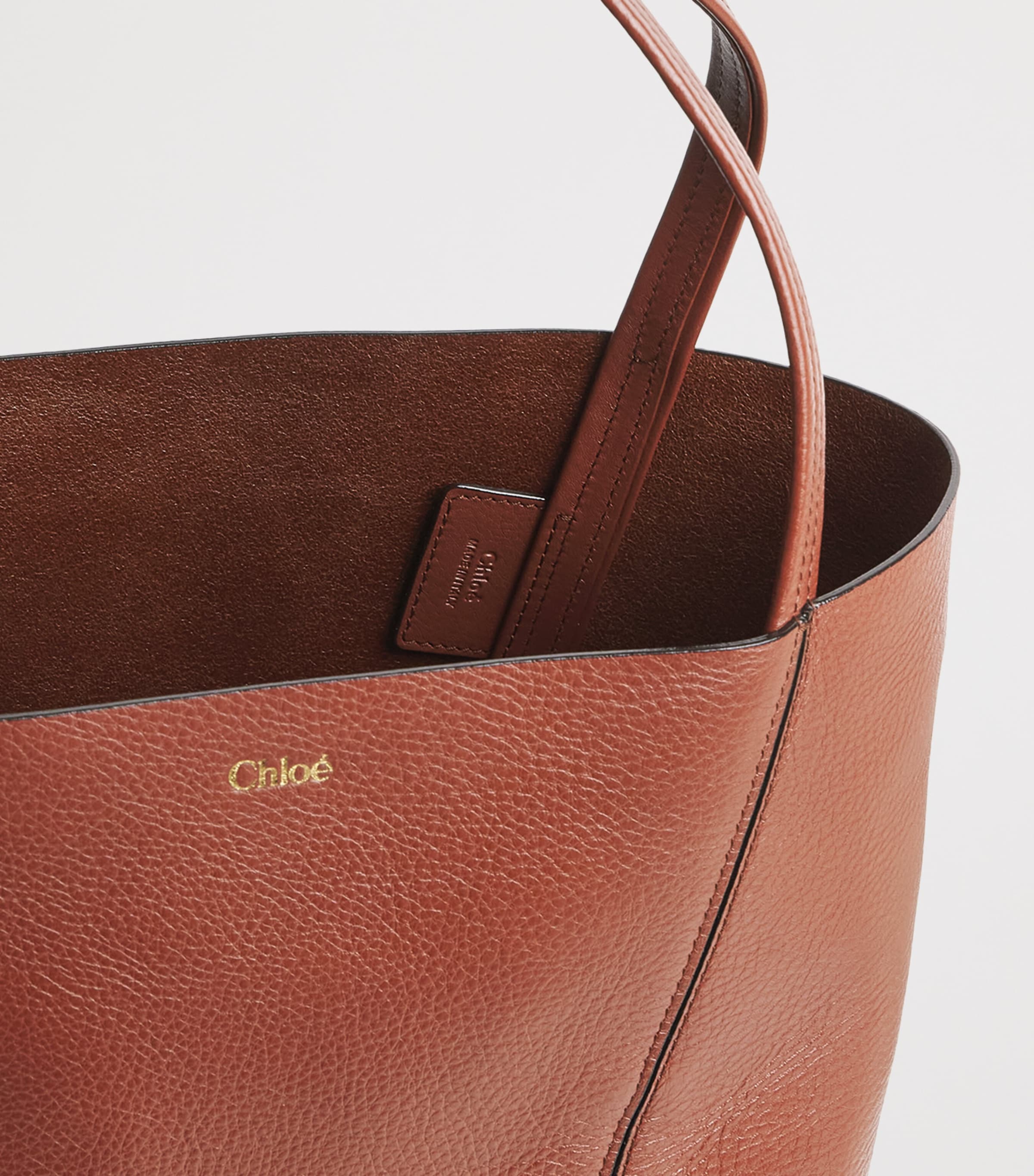 Chloé Medium Leather Spin Tote Bag Blushy Brown Image 5