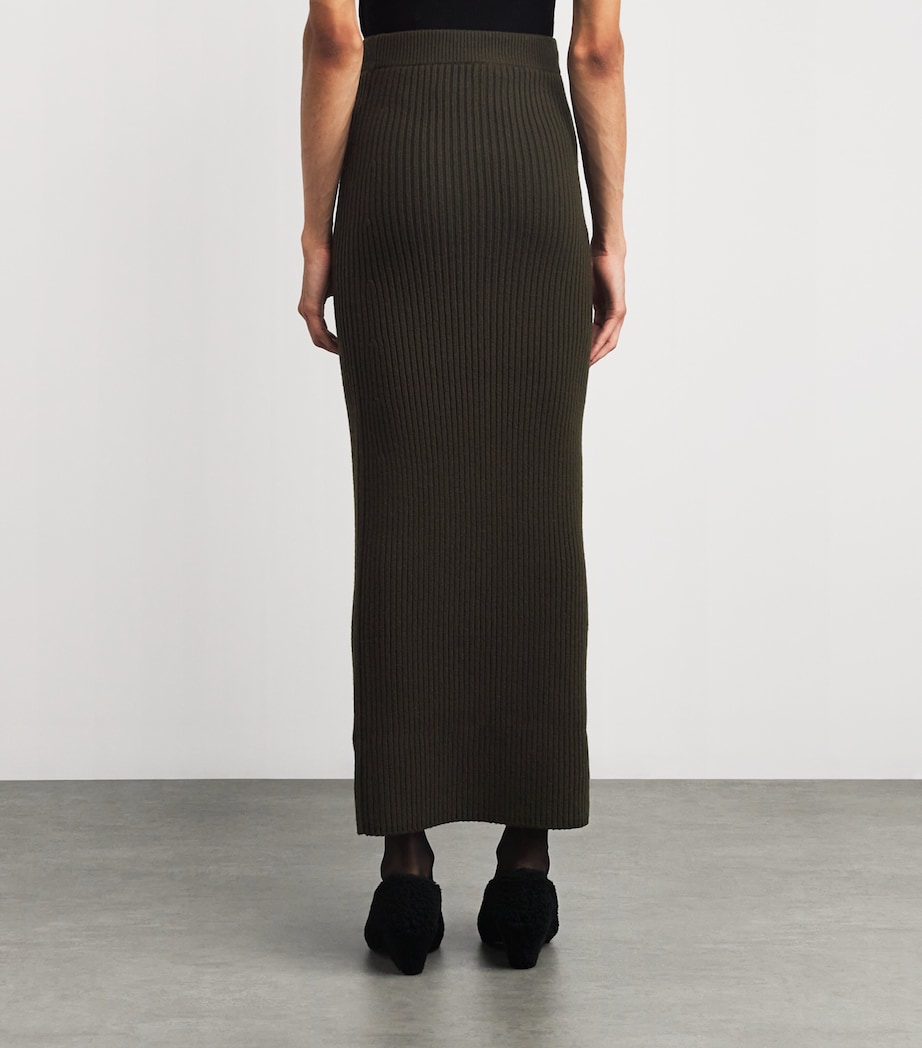 Virgin Wool-Blend Midi Skirt MOSS GREEN Image 4