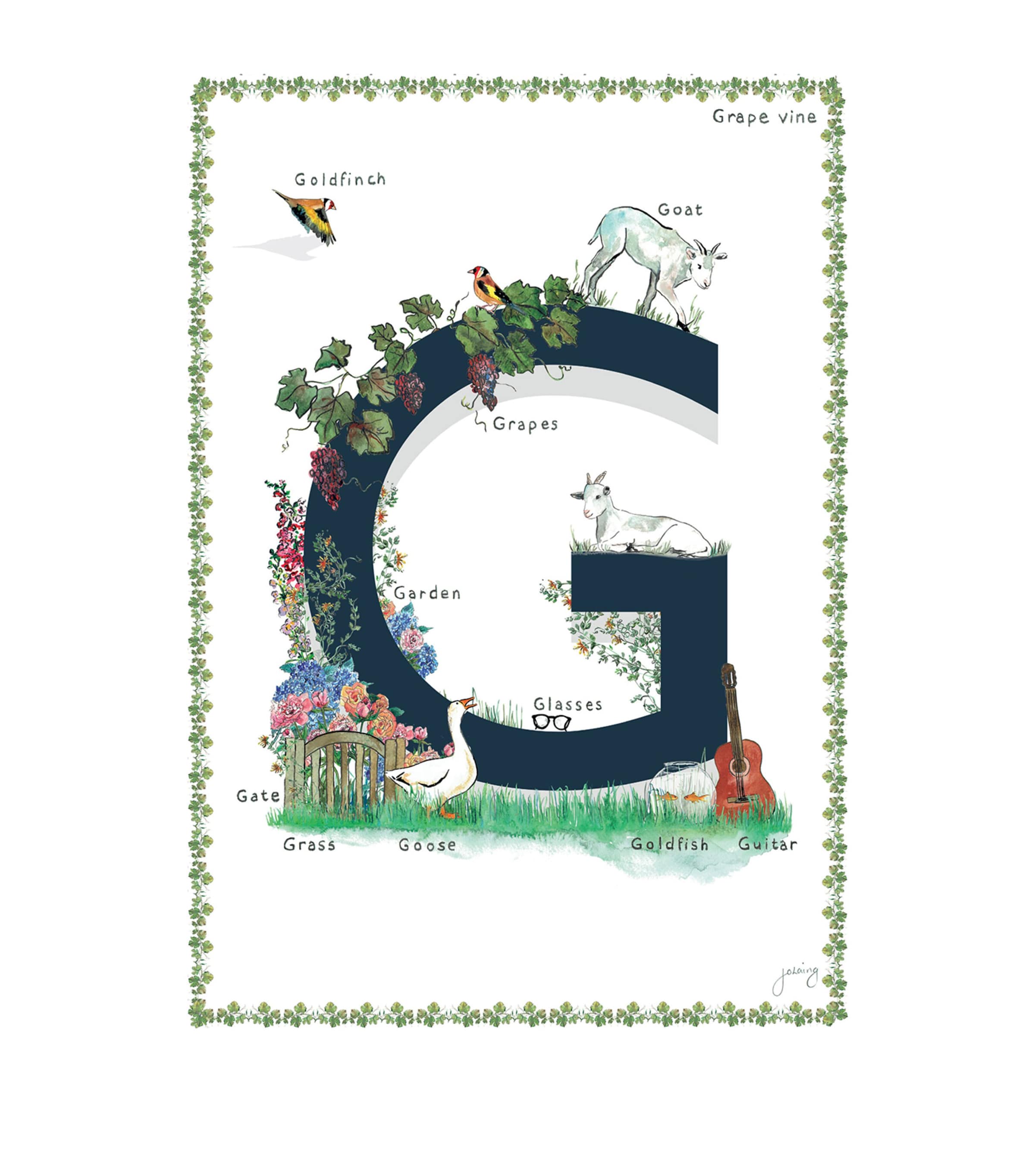 Jo Laing A4 Letter Print In Navy