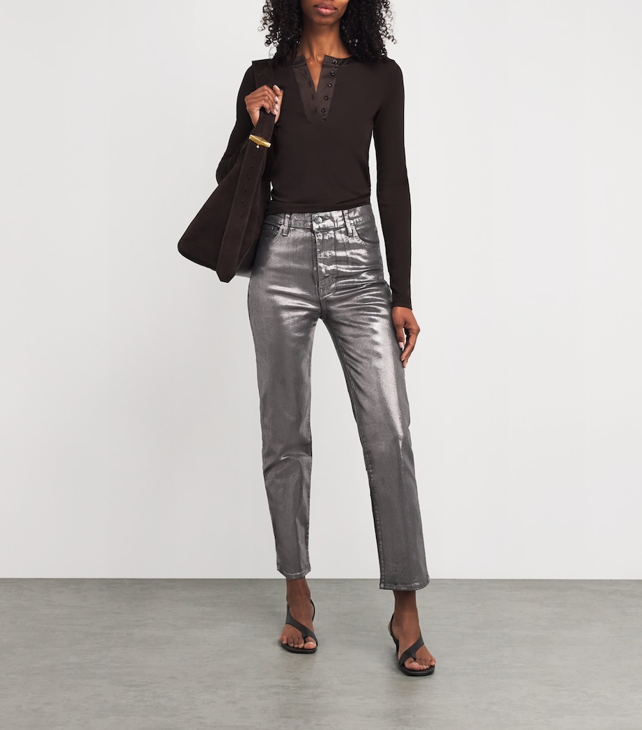 Coated Le Sleek Straight Jeans GUNMETAL CHROME Image 2