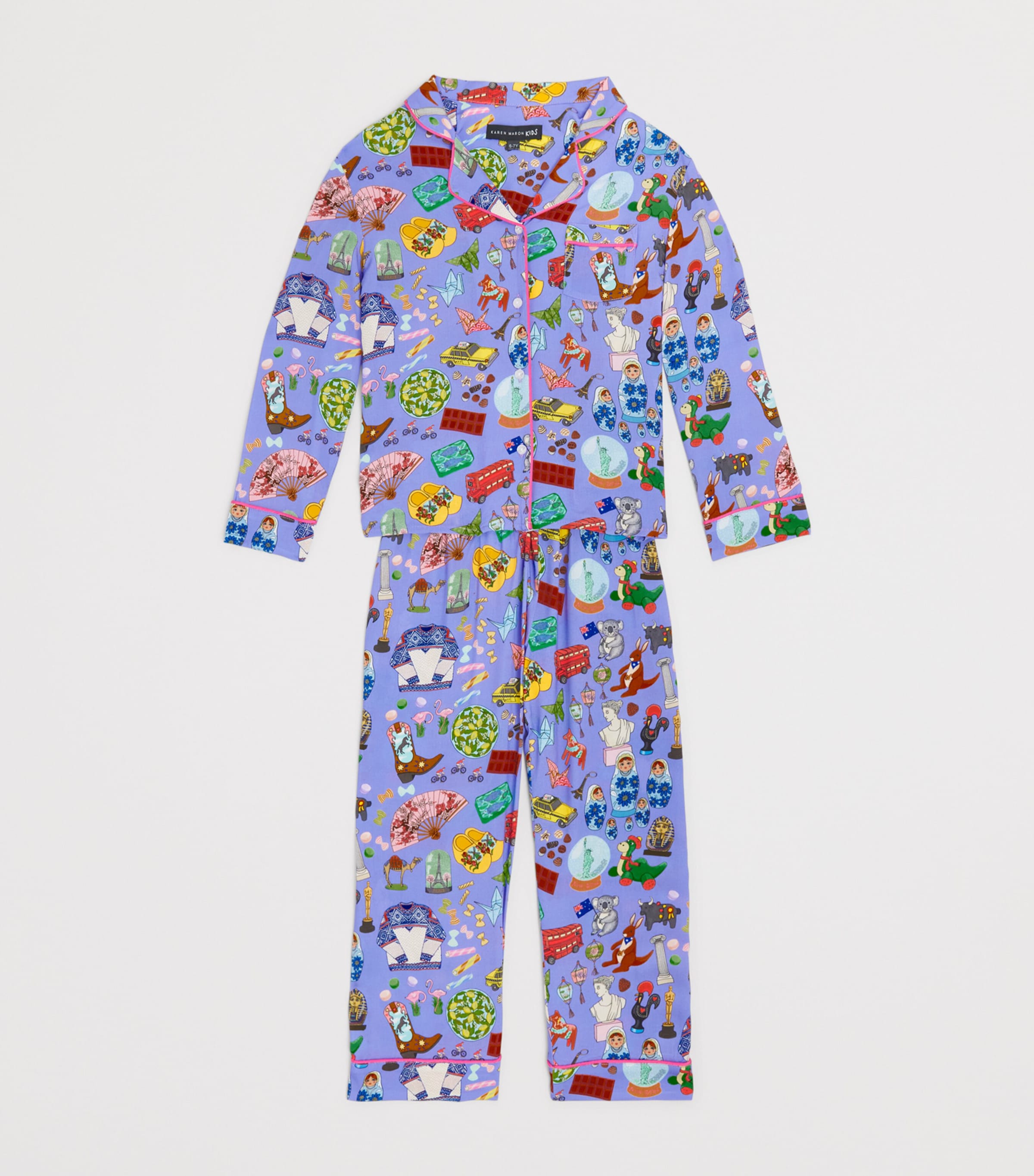 KAREN MABON KIDS Souvenir Print Pyjama Set (2-13 Years) Purple Image 3