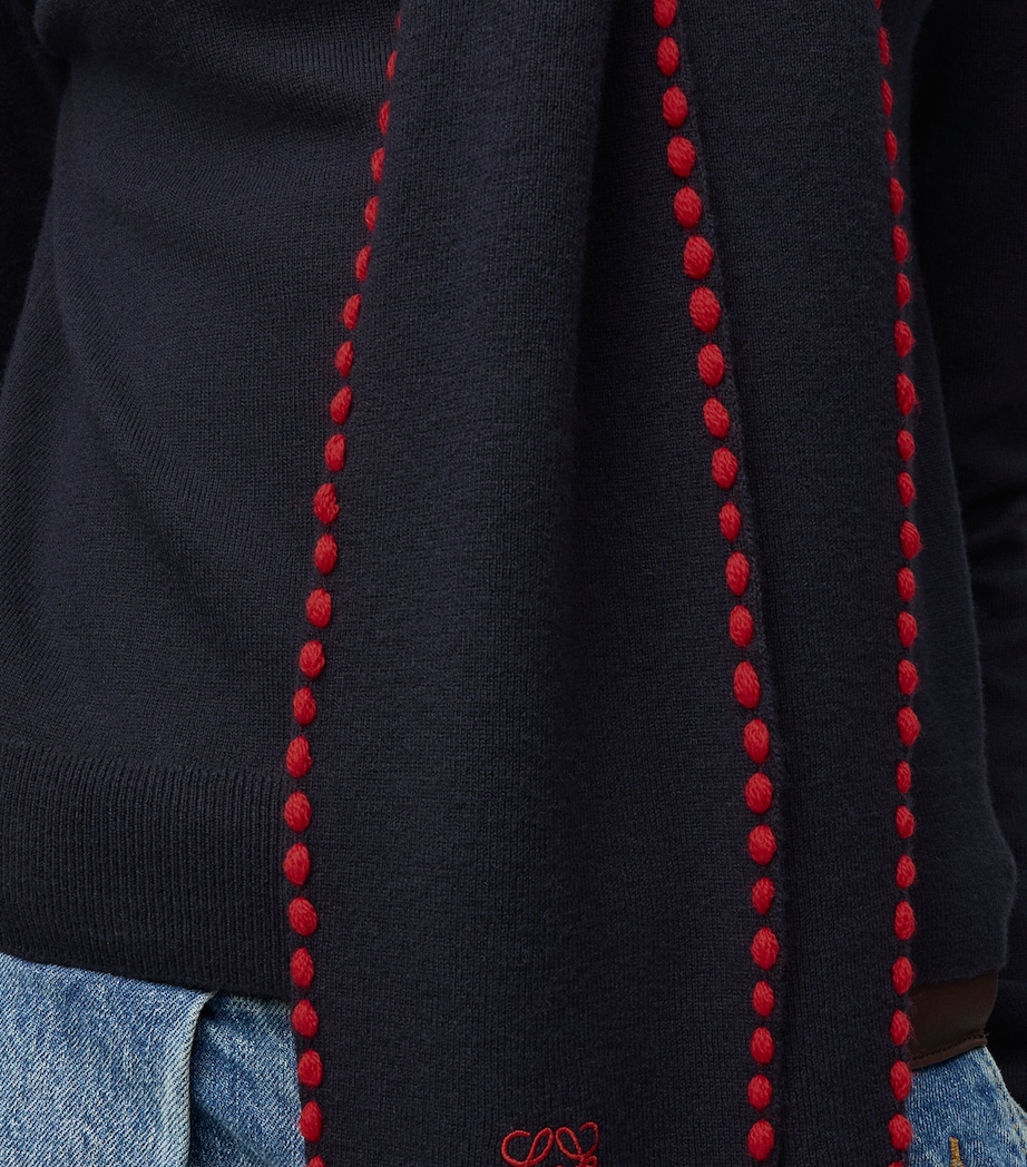 Wool-Blend Scarf Sweater NAVY/RED Image 5