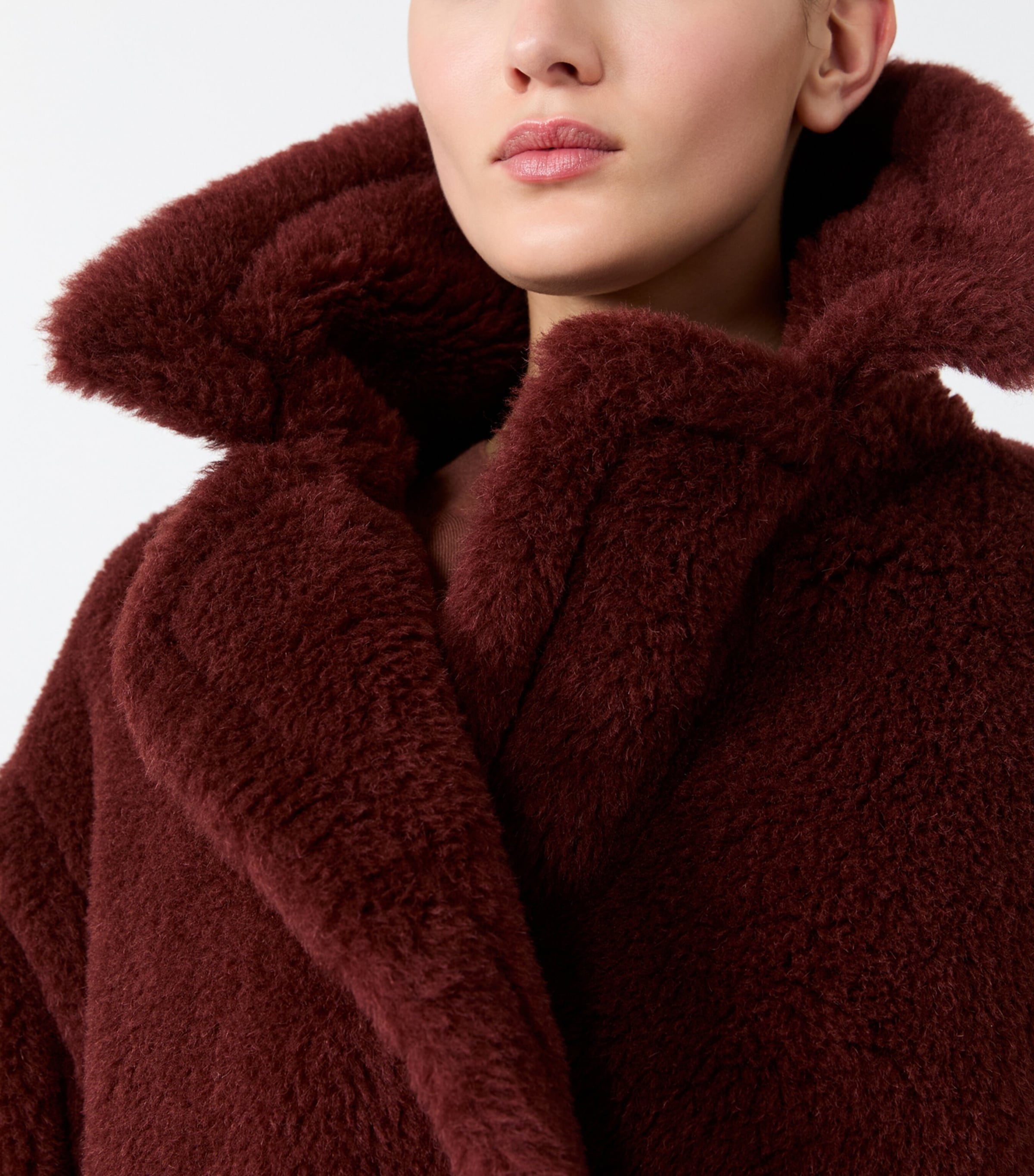 Max Mara Womens Alpaca-Blend Short Teddy Coat Rust Image 4