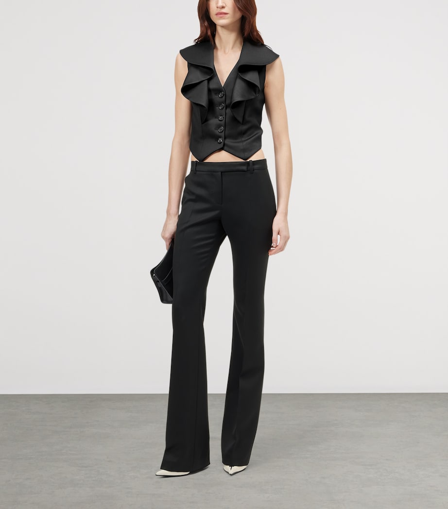 McQueen Womens Wool Waterfall-Collar Waistcoat Image 2
