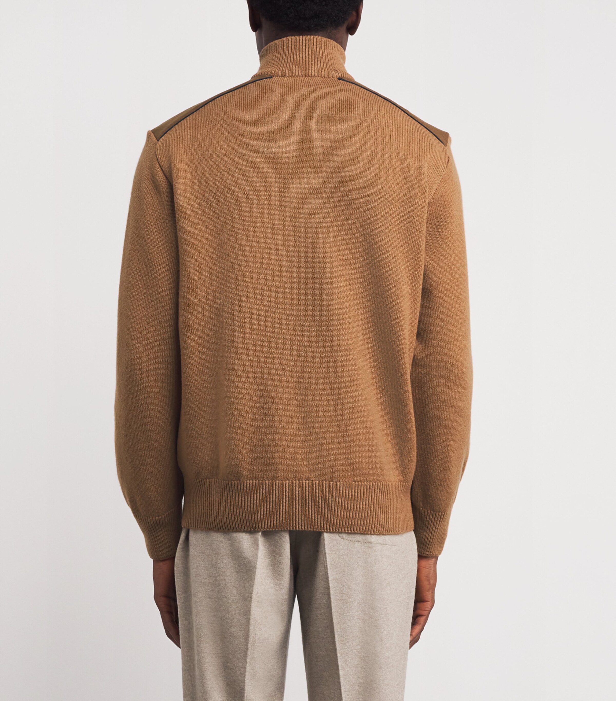 Wool-Cashmere Quarter-Zip Sweater 421BROWN Image 4