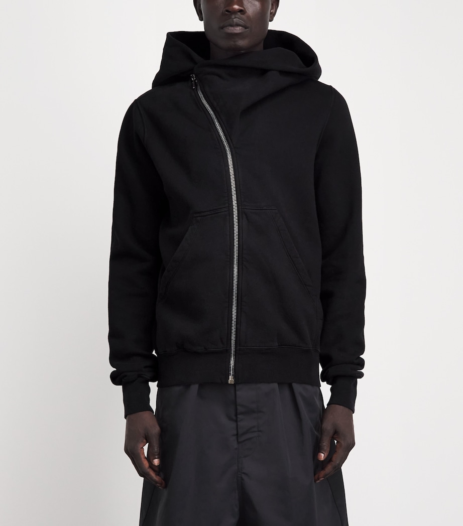 Rick Owens Mens Asymmetric Mountain Hoodie Black Image 4