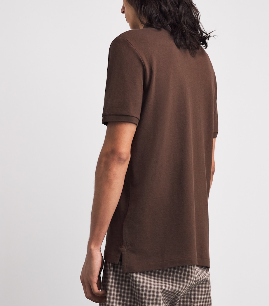 Polo Ralph Lauren Mens Mesh Signature Logo Polo Shirt Nutmeg Brown Image 5