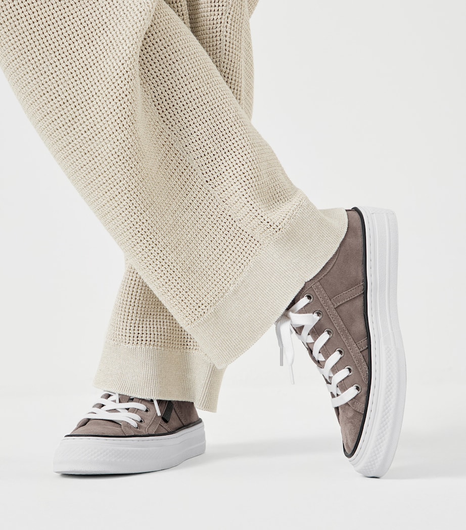 Brunello Cucinelli Suede Monili-Embellished Sneakers Image 6