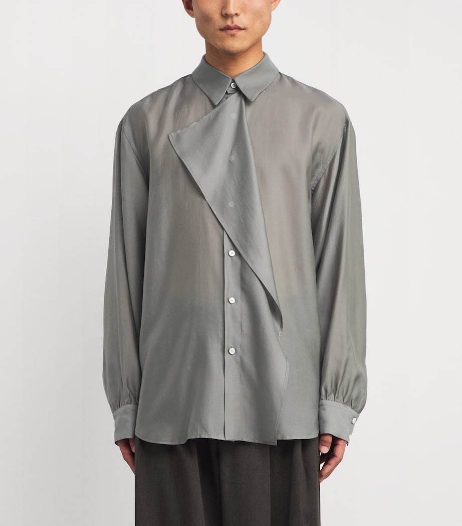 Scarf-Detail Shirt MINT GREY MY Image 3