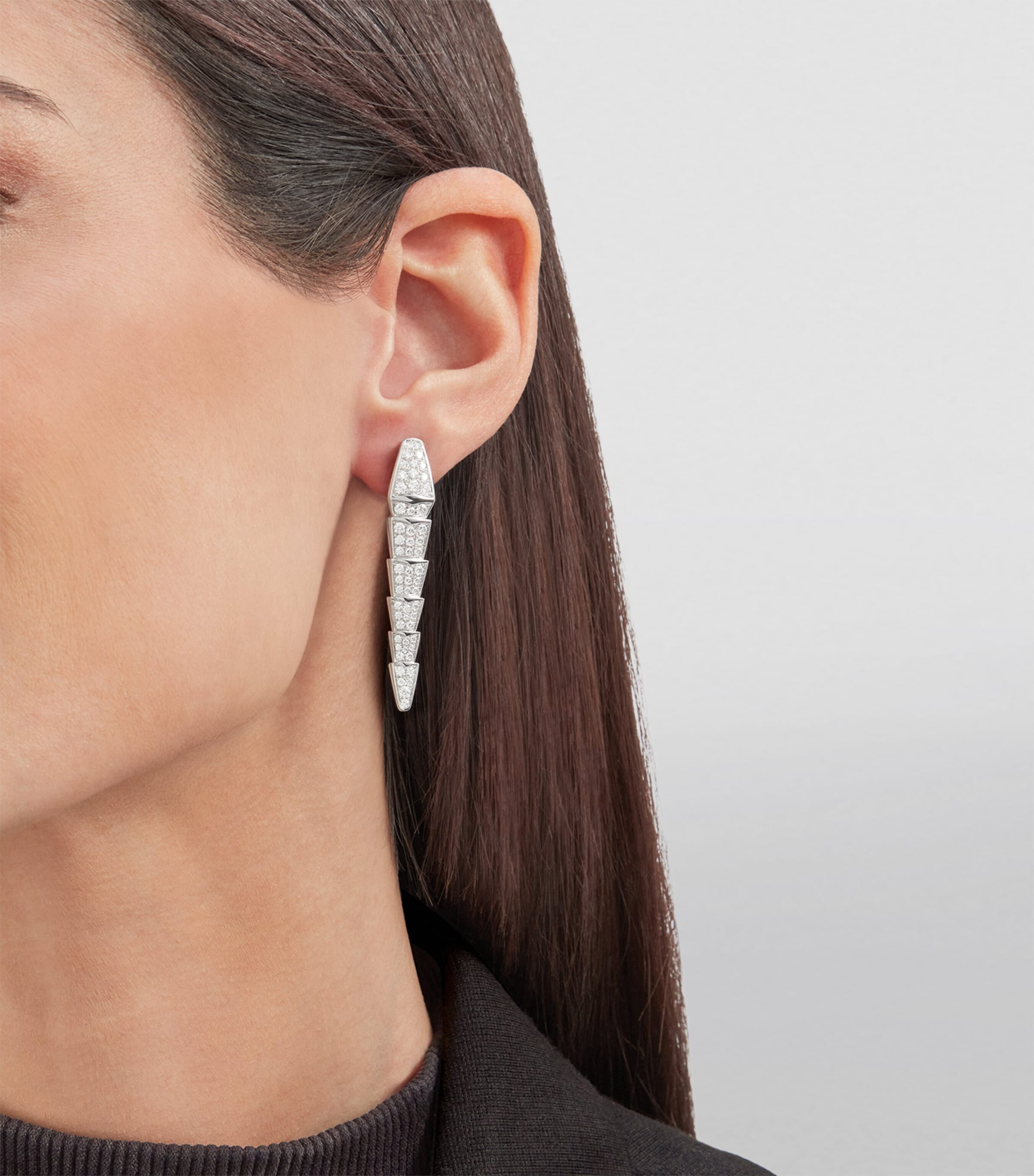 White Gold and Diamond Serpenti Viper Drop Earrings WHITE GOLD Image 6