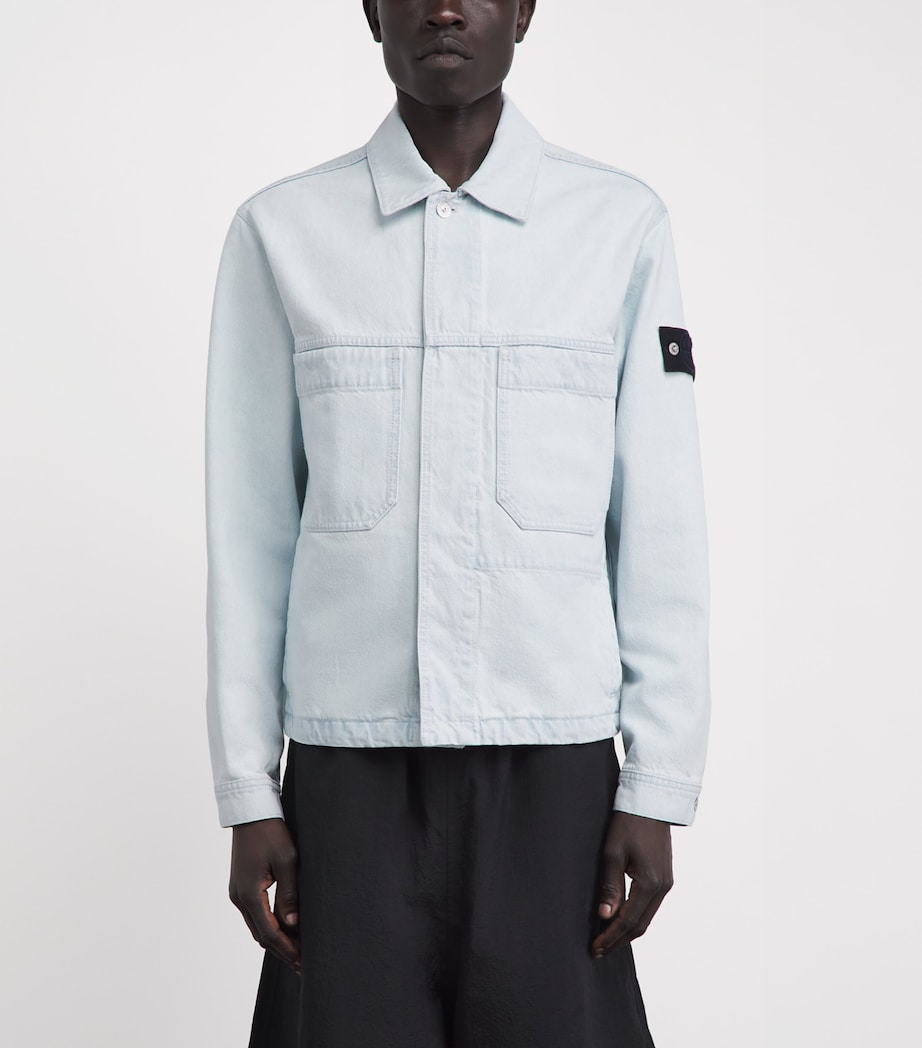 Stone Island Mens Denim Coach Jacket Image 4