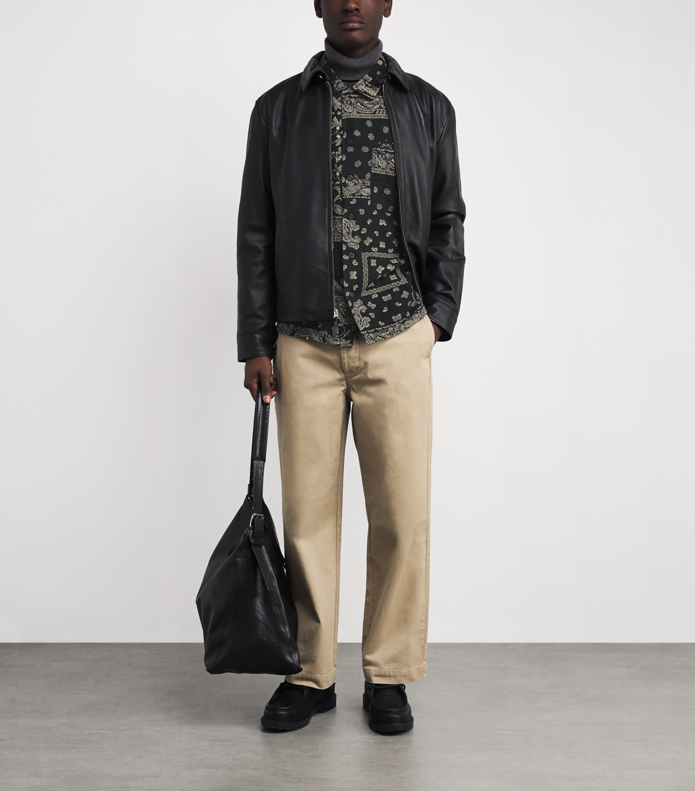 Flannel Bandana Print Shirt BLACK Image 2