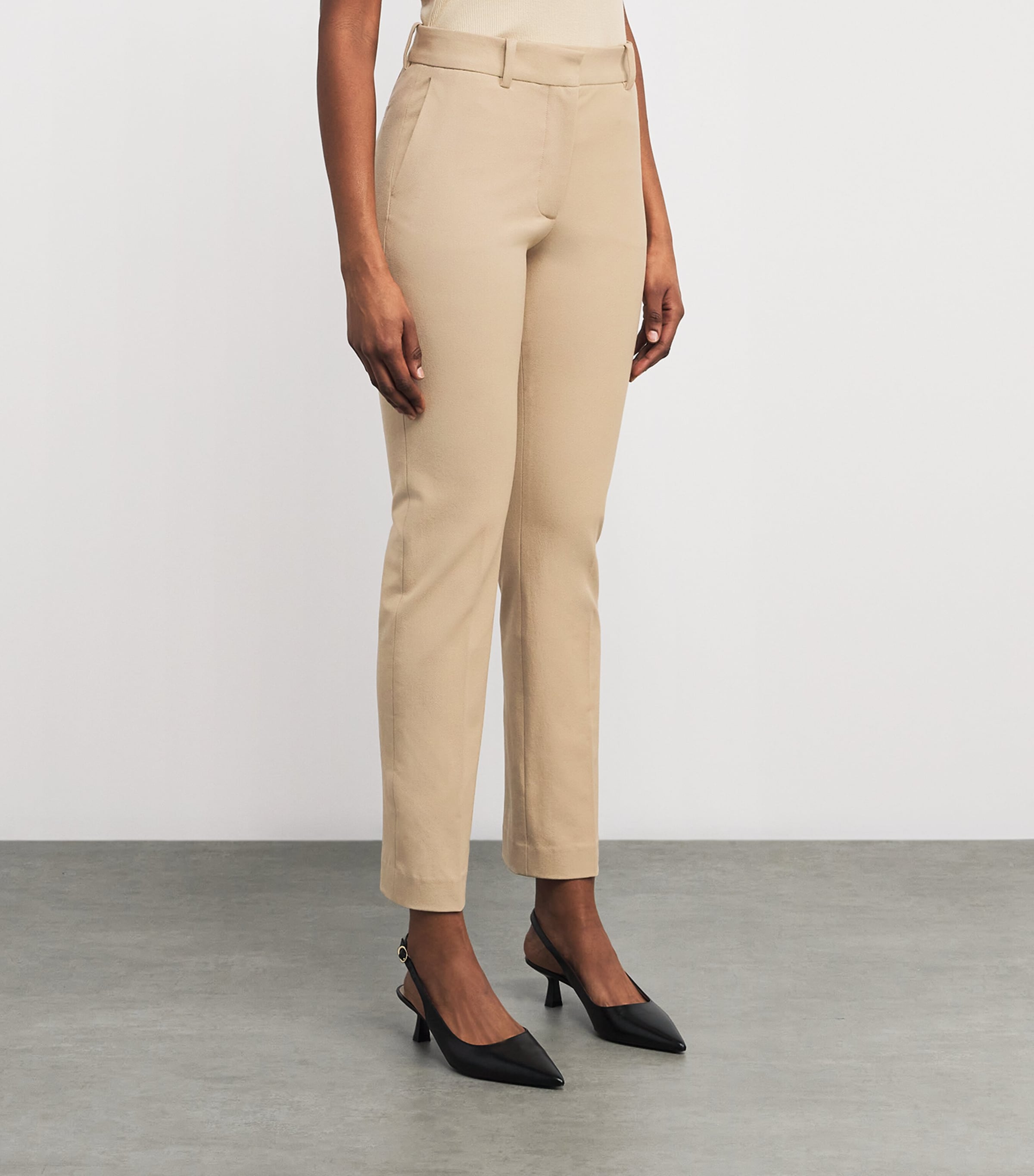 Joseph Womens Gabardine Coleman Slim Trousers Powder Image 3