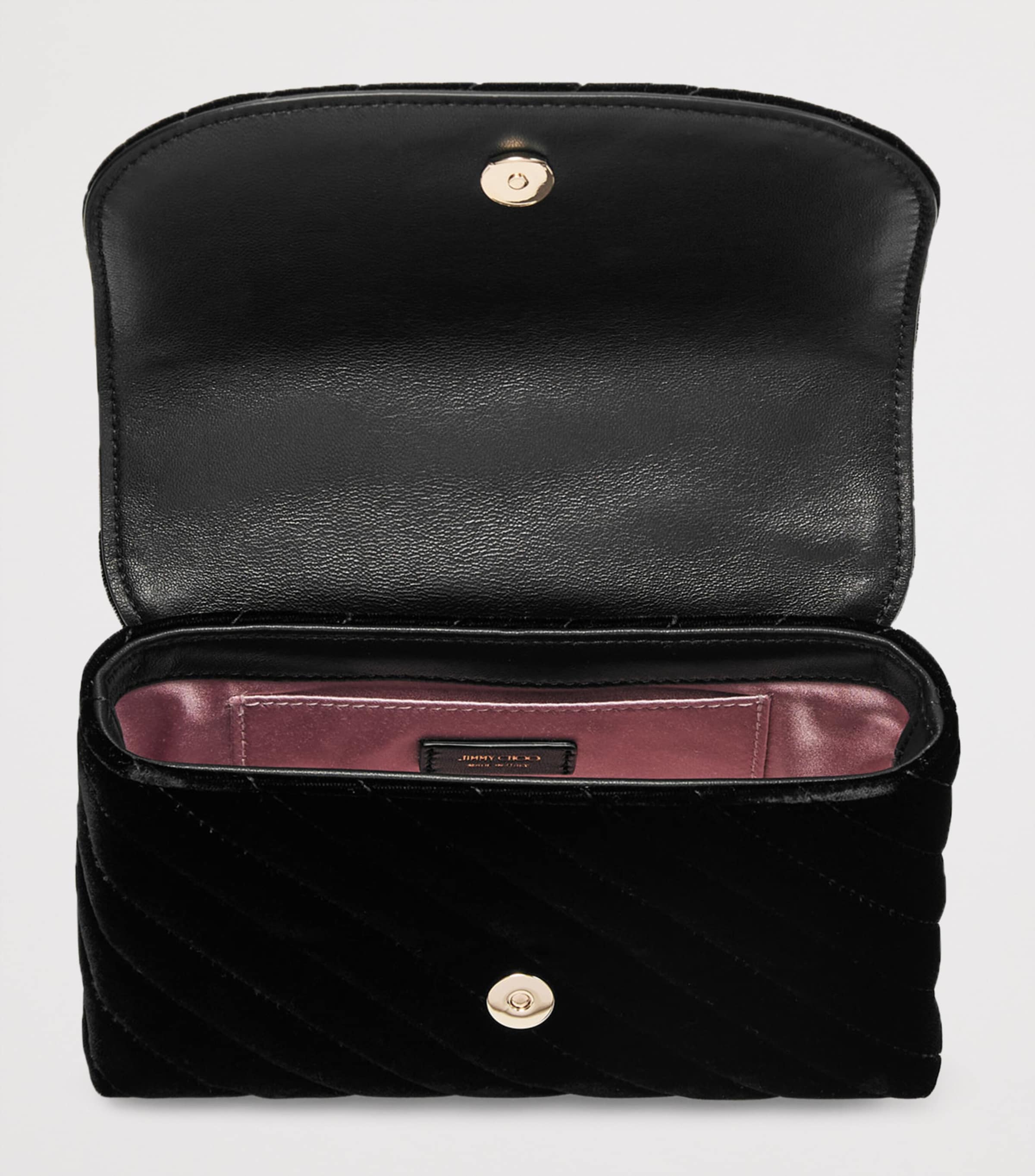 Small Curve Velvet Cross-Body Bag BLACK/SHINY GOLD Image 6